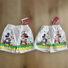 新品未使用ミッキー ミニー デニムハーフパンツ 100cm90cm セット