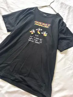 ディズニー　ミッキーマウス Tシャツ ゲーム　コットン　黒　古着
