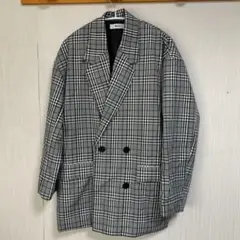 WEGO グレー系チェック ダブルブレストジャケット F