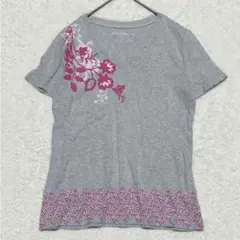 エディーバウアー tシャツ 半袖 花柄プリント S コットン100% グレー系