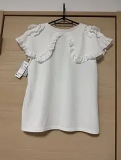 新品タグ付き しまむら yurikaコラボ フリルバラ付き ホワイト 半袖 L