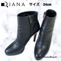 極美品✨ DIANA✨ダイアナ✨ブーツ✨ヒール✨ショートブーツ✨24cm✨黒✨