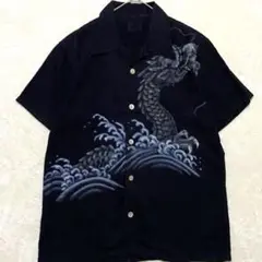 【極美品✨】オスティアジャパン 衣 京都 半袖 シャツ 龍プリント M