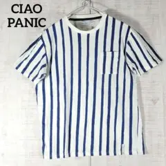 チャオパニック【L】半袖 ストライプ Tシャツ 裾タグ 爽やか オシャレ