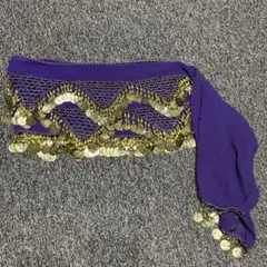 【即配送可能】ベリーダンス用紫色コインベルト　ヒップアクセサリー