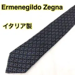 【イタリア製】Ermenegildo Zegna ゼニア ネクタイ ブルー 総柄