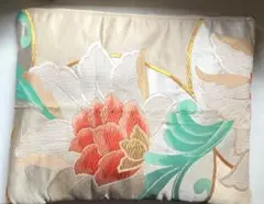 No.299 大きめポーチ 1点物 パソコン入れなどに　帯　35cm 訳あり