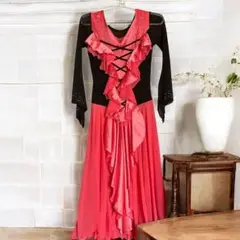 ピンク フリル 社交ダンスドレス