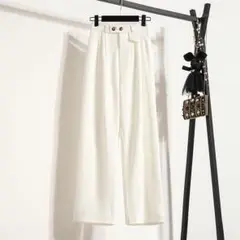 スラックス 着痩せ ワイドパンツ ハイウエストI カジュアル シンプル 通勤