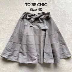 TO BE CHIC リボンベルト付きフレアスカート Aライン ステッチ