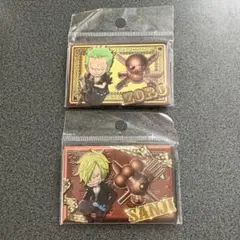 セブンイレブン　ワンピース　チョコ缶バッジ　ゾロ　サンジ