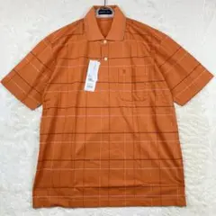 シンプルライフ オレンジ チェック ポロシャツ 新品 Ｌ 36-22
