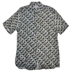 新品【ZARA】リネン100% 半袖 ボタニカル シャツ 緑 XL
