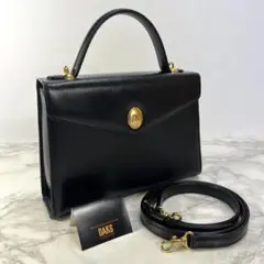 【美品】DAKS ハンドバッグ 牛革 2way 黒 斜めがけ ショルダーバッグ