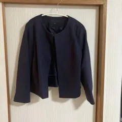 ネイビー ノーカラージャケット M
