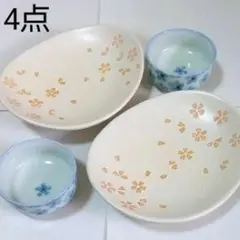 桜模様の陶器4点セット