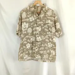 Mandoc　アロハシャツ　M　総柄　ハイビスカス　ヤシの木　B2519