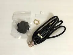 新品　猫耳型ショルダーストラップ 肉球型スマホグリップ　2点セット　ブラック