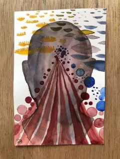 ⑥2枚500円 水彩画 抽象画 原画 ポストカード 手描き