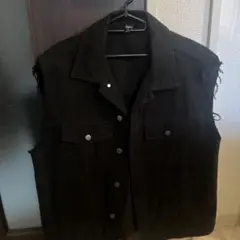 ブラックデニムノースリーブジャケット