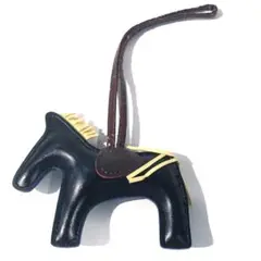 s1615 馬型 ネイビー レザー バッグ チャーム アクセサリー