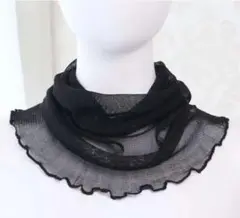 【新品未使用】シルク100％ブラック ネックカバー フリルエッジ冠婚葬祭