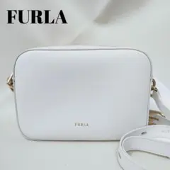 FURLA/フルラブロックミニオフホワイト白 レザーショルダーバッグカメラバッグ
