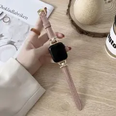【新品未使用】AppleWatch レザーバンド アプリコット 高級感 シンプル