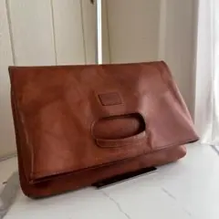 【美品】Ryu リュウ FOLD CLUTCH BAG ブラウン 本革 高級