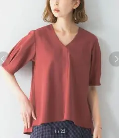超美品　ロッソ　半袖ブラウス　リネンライクシャツ　パフスリーブ