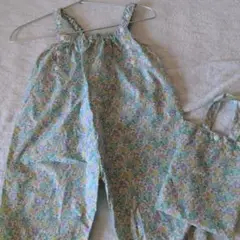 美品☆リバティ柄　レインウエア　サロペット雨具　子供用　収納袋付