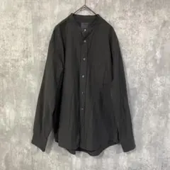 無印良品　スタンドカラー　長袖　シャツ　シンプル　綿100% ダークグレー　L