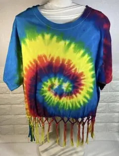 〈Colortone〉渦巻き　タイダイ染め　Tシャツ［L］レインボー