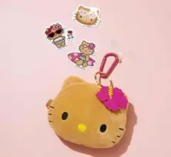 Sweet8月号 付録 日焼けハローキティぬいぐるみポーチチャーム＆ステッカー