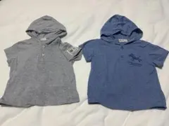 ベビー服 90cm フード付きポロシャツ2枚セット