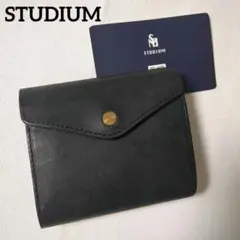 未使用 STUDIUM ストゥディウム 二つ折り財布 ミニ財布 本革 ブラック