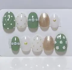 【現品】ネイルチップ パール フラワー ハート ガーリー