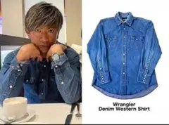 90s ビンテージ　wrangler デニムウエスタンシャツ　フェード　キムタク