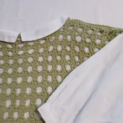 【お買い得】手編みベスト　コットン　ゆったりサイズ