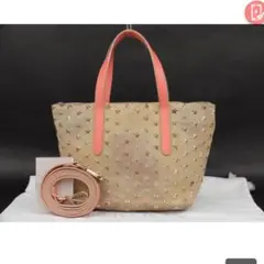 JIMMY CHOO ミニサラ 2way トートバッグ ベージュ ピンク