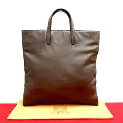 極 美品 ロエベ アナグラム ナッパレザー トートバッグ ハンドバッグ 茶