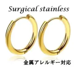 ステンレス フープピアス セット メンズ レディース ゴールド 両耳 16mm