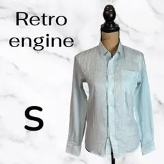 新品✨【retro engine】リネンコットンストライプシャツ　綿麻　薄手