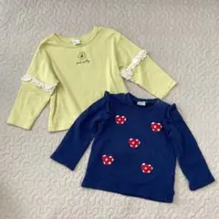 90㎝まとめ売り　フリル付き　ハート柄　トップス　長袖　　トレーナー　黄色