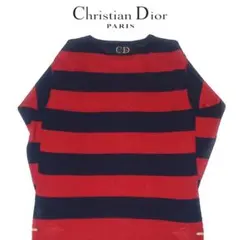 Christian Dior ボーダーロゴ長袖Tシャツ 刺繍