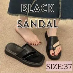 ブラックサンダル シンプル モダン おしゃれサンダル トングサンダル 韓国