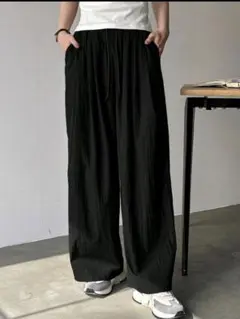 FRIFUL　ポケット付きルーズカジュアルストレートパンツ 黒　XL　新品