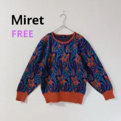 【Ｍiret】ニット　セーター　ペーズリー　総柄　レトロ　日本製　レッド系