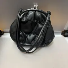 ブラックハンドバッグ 昭和　レトロ　アンティーク　がま口