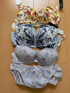 花柄・刺繍ブラジャーショーツセット C65